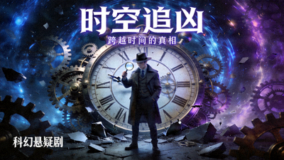 科幻悬疑剧《时空追凶》海报，时钟与侦探元素融合